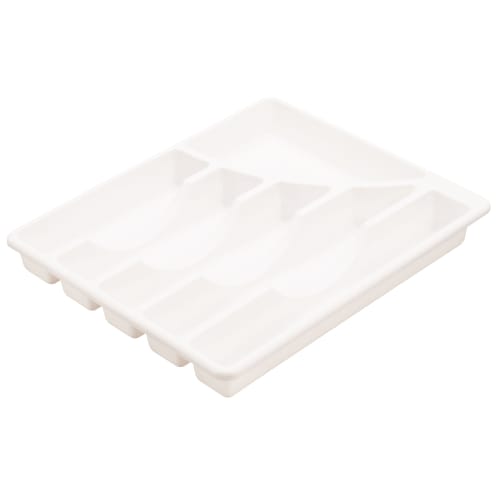 Sterilite® Plastic Cutlery Tray,  6-Compartment, White